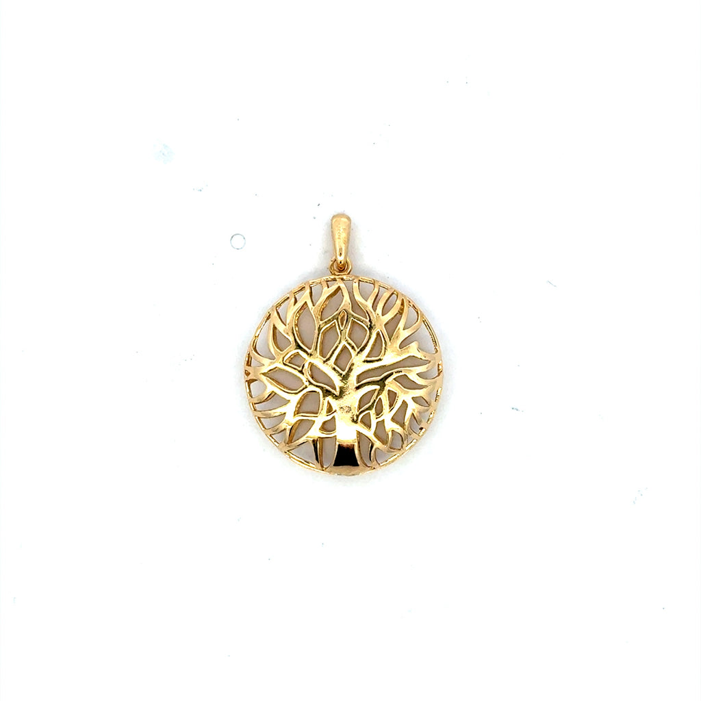 Pendant Openwork Tree of Life Puff Medallion 26 14K