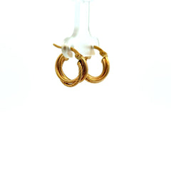 Earrings Twisted Textured Hoops 15.5 3mm 10K