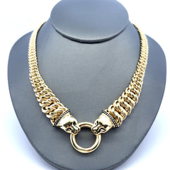 Necklaces Princess Cut with Panther Heads on Ring 20.5mm 16.5" 10K