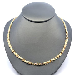 Necklaces DBL-Textured Heart&X with Lobster Lock 4.5mm 17.5" 14K