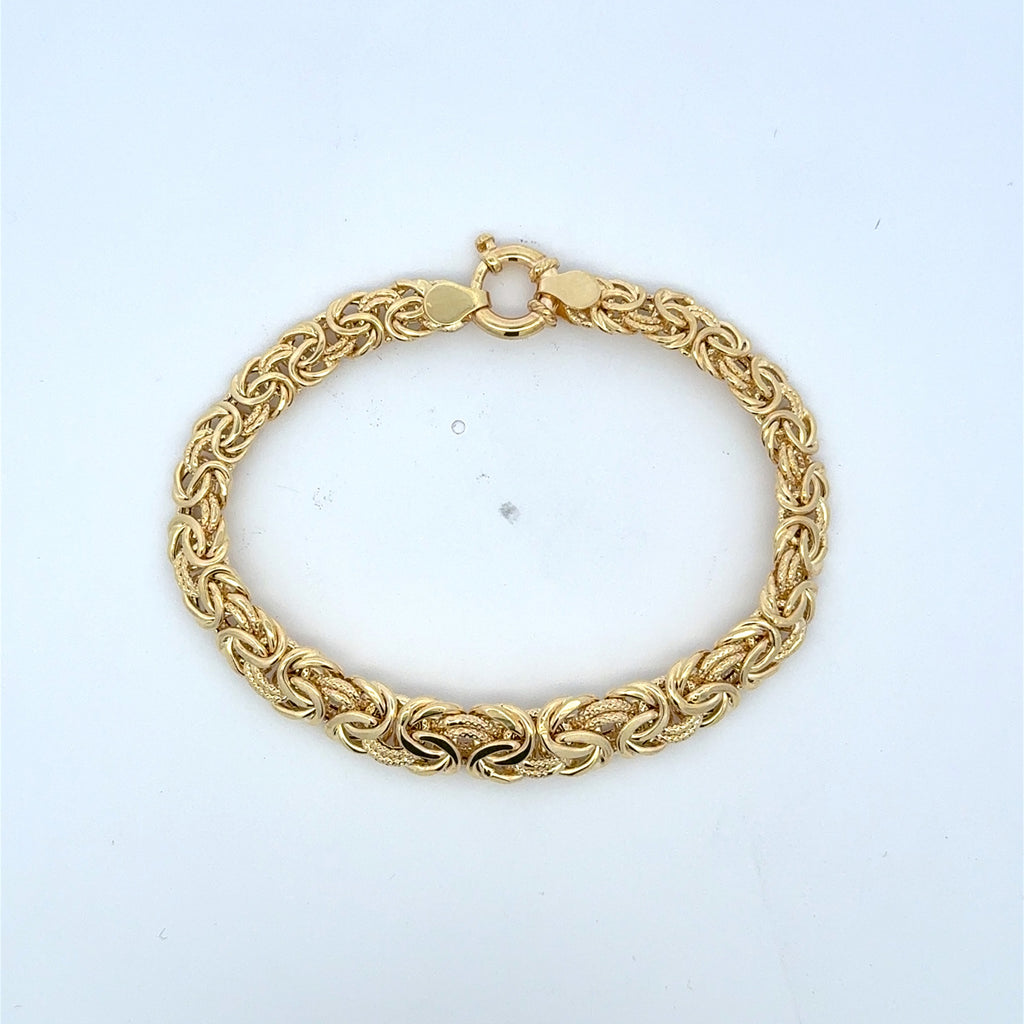 Bracelet Textured Byzantine Princess Cut 10mm 7.5" 10K