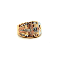 Ring Jesus on the Cross & CZ 10 3.5mm 14K