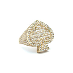 Ring CZ-Iced Big Spades 9 3.5mm 10K
