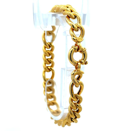 Bracelet Textured Hollow Figaro 9mm 8" 10K