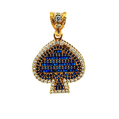 Pendant CZ-Iced Big Blue Spades 37 10K