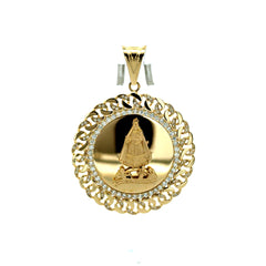 Pendant Openwork Medallion w CZ & ‘Virgen de la Caridad del Cobre’ 57.5 14K