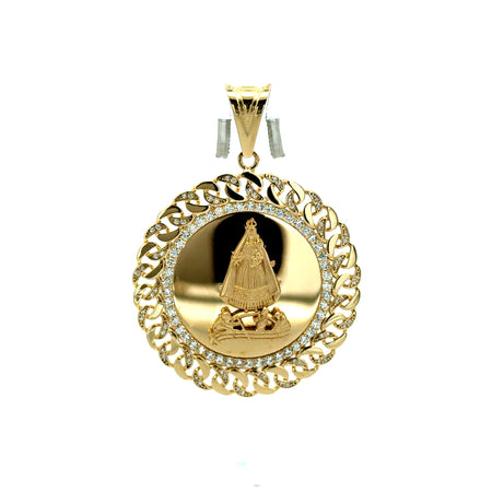 Pendant Openwork Medallion w CZ & ‘Virgen de la Caridad del Cobre’ 57.5 14K