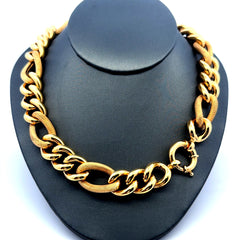 Necklaces Textured Hollow Figaro 14.5mm 18" 14K
