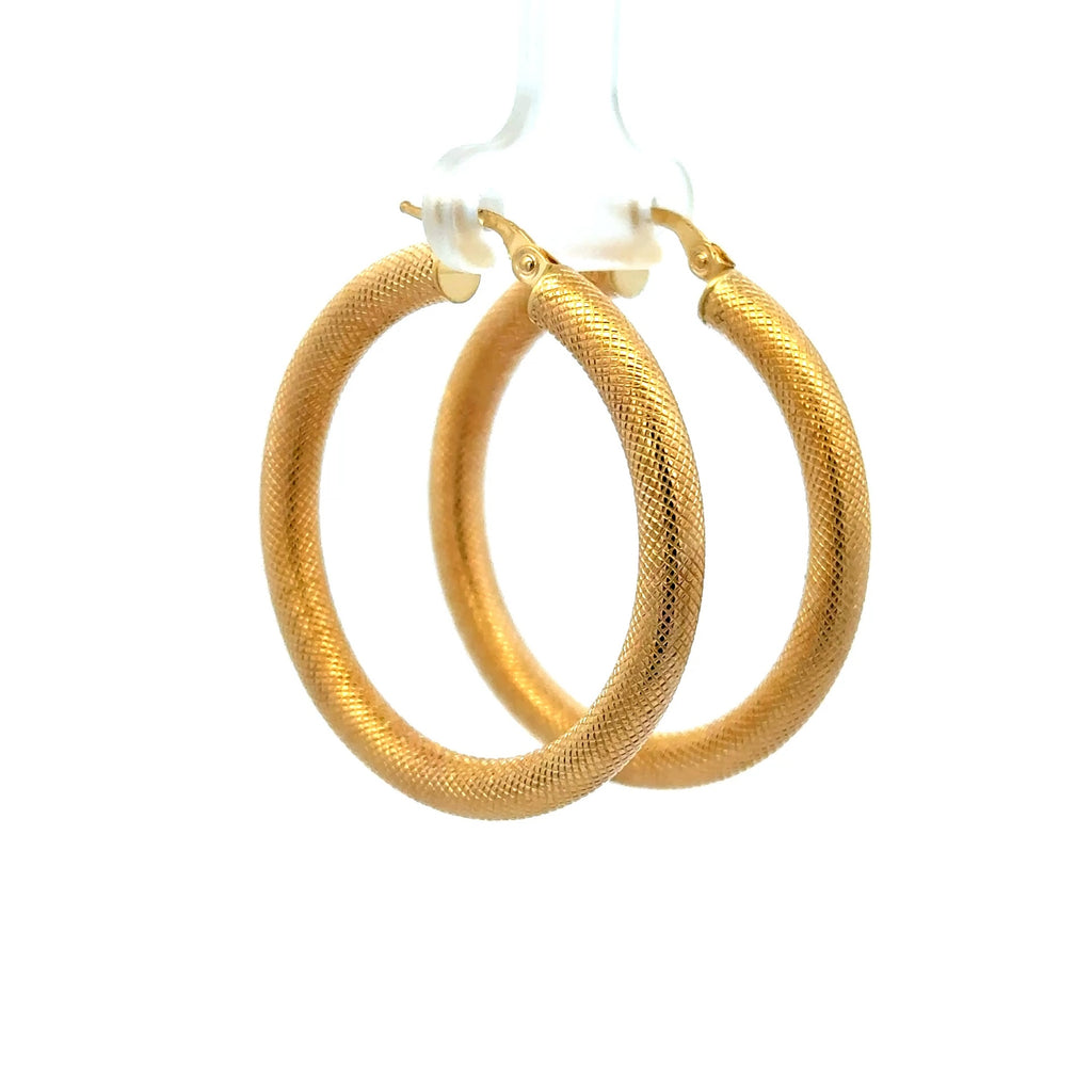 Earrings Textured Hoops 39 4mm 10K