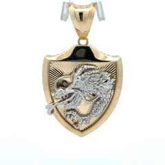 Pendant Dragon on Shield Two-Tone 53 10K