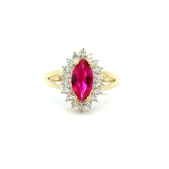 Ring Floral Women Wine Cat Eye Stone 6.5 2mm 10K