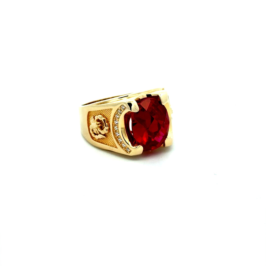 Ring Men's Big Central Stone & CZ Accents 12 5mm 10K
