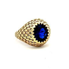 Ring Men's Big Central Stone & CZ Accents 9.5 4.5mm 10K