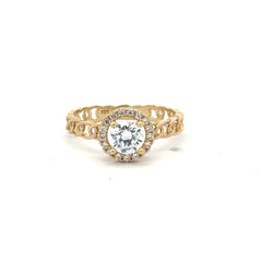 Ring Link Band Round Stone and CZ 7 2mm 10K