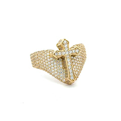 Ring CZ-Iced Shield Cross 11 4mm 10K