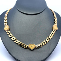 Necklaces Monaco with Hearts CZ-Edged 7mm 19.5" 14K