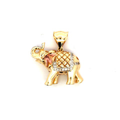 Pendant Elephant with CZ 29.5 14K