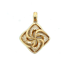 Pendant Swirl Square with CZ 34 10K