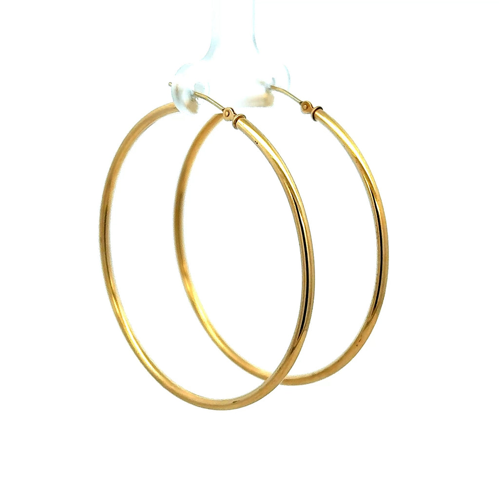 Earrings Plain Hoops 50 2mm 10K