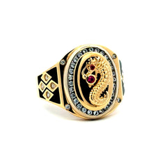 Ring Dragon & CZ 13 5mm 14K