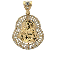 Pendant CZ Halo Seated Buddha 43.5 10K