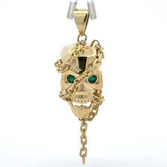 Pendant Green-Eyed Chained Skull 46 10K