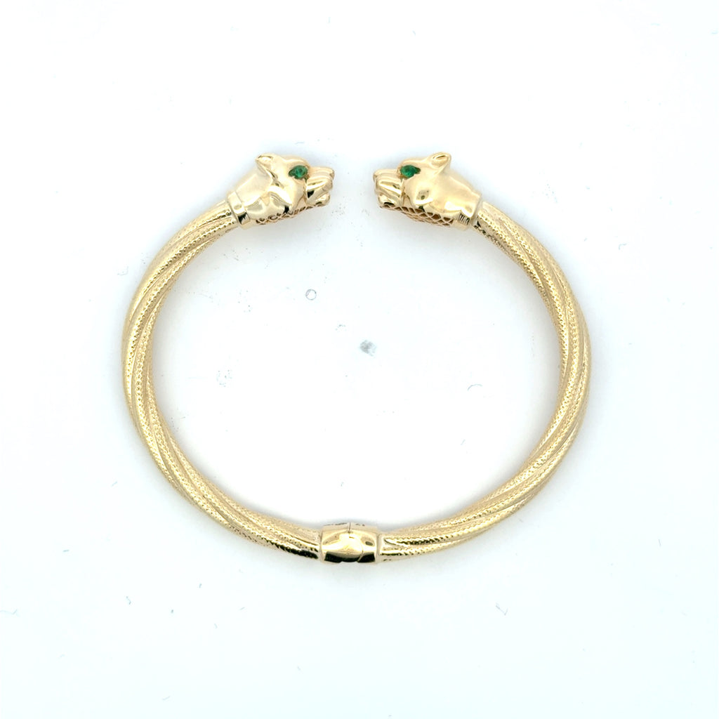 Bangle Hollow Twisted She Panther Heads 16 5mm 10K