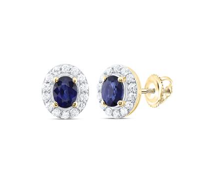 14k Yellow women 1/8CTW-NAT DIA CN 4X3MM OV-BS NAT GEM EARRING