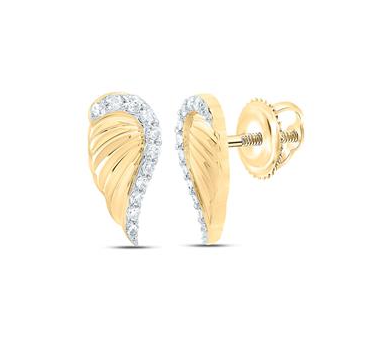 10kt Yellow Gold Womens 1/10CTW-NAT DIA NK GIFT WING EARRING