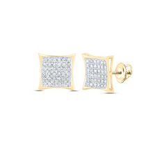 10kt  Womens Round Diamond Square Kite Cluster Earrings 1/6 Cttw