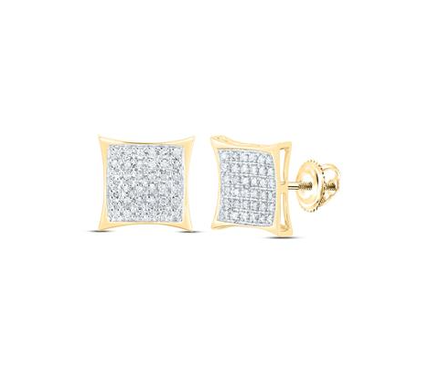10kt  Womens Round Diamond Square Kite Cluster Earrings 1/6 Cttw