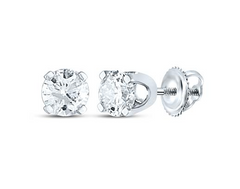 14kt Gold Womens Round Diamond Solitaire Earrings 1/5 Cttw