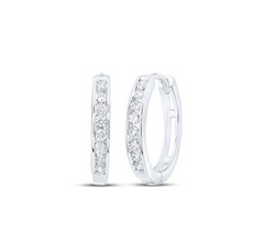 10kt  Gold Womens Round Diamond Hoop Earrings 1/4 Cttw