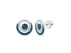 10kt  Gold Womens 3/8CTW-NAT DIA P1 GIFT BLUE DIAMOND EARRING ROUND EARRING