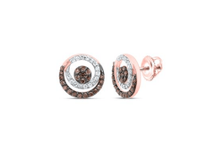 GND Diamond Cluster Earring 10kt  Gold Womens 3/8CTW-NAT DIA3/8CTW-NAT DIA P1 GIFT COGNAC NATURAL ROUND EARRING