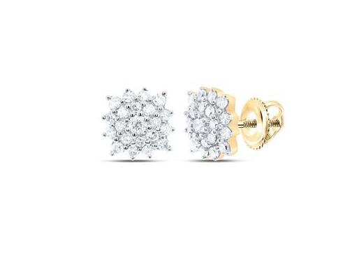 10kt Yellow Gold Womens 1/5CTW-NAT DIA NK GIFT CUSHION EARRING