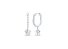GND Diamond Hoop Earring 10kt  Gold Womens 1/8CTW-NAT DIA CN GIFT FLOWER DANGLING EARRING