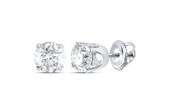 14kt Gold Womens Round Diamond Solitaire Earrings 3/8 Cttw (Certified)