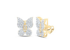 10k White Gold Round Diamond Butterfly Earrings 1/4 Cttw