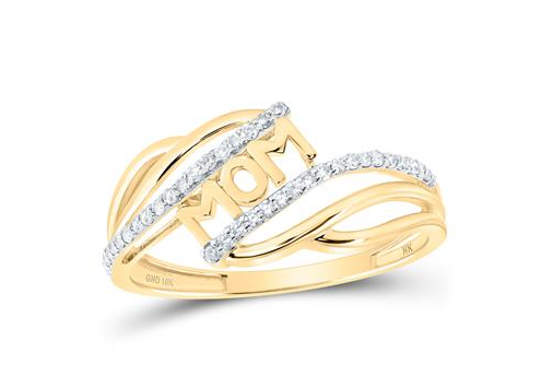 10k  Gold Round Diamond Mom Nicoles Dream Collection Ring 1/6 Cttw