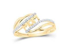10k  Gold Round Diamond Mom Nicoles Dream Collection Ring 1/6 Cttw