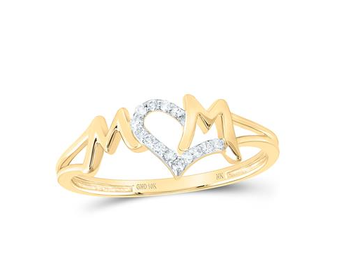 10kt Yellow Gold Womens Round Diamond Mom Nicoles Dream Collection Ring 1/12 Cttw
