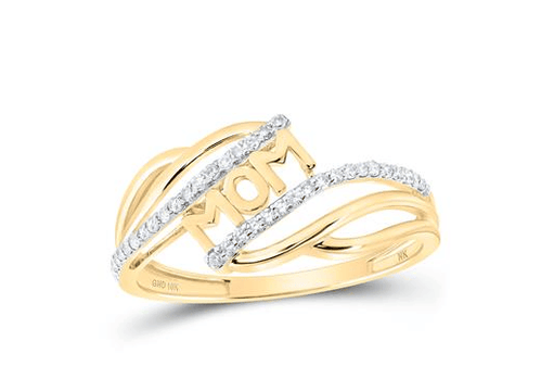 10kt  Gold Womens Round Diamond Mom Nicoles Dream Collection Ring 1/6 Cttw