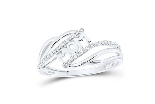 10kt  Gold Womens Round Diamond Mom Nicoles Dream Collection Ring 1/6 Cttw
