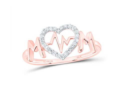 10kt White Gold Womens Round Diamond Heartbeat Mom Nicoles Dream Collection Ring 1/10 Cttw
