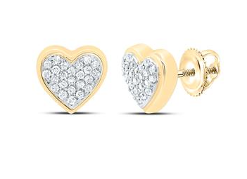 10kt Womens Round Diamond Heart Cluster Stud Earrings 1/8 Cttw