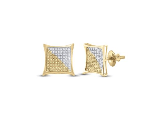 10k Yellow Gold Round Yellow Diamond Kite Square Earrings 1/2 Cttw