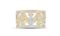 10k Yellow Gold 5/8CTW-NAT DIA NK CROME CROSS MENS RING