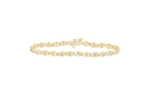 10kt Yellow Gold Womens1/4CTW-NAT DIA P2 GIFT LADIES BRACELET (7 INCH)