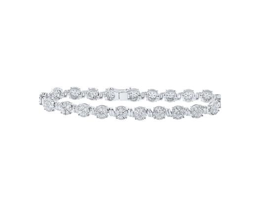 10kt white Gold Womens Round Diamond Fashion Bracelet 1 Cttw